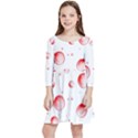 Red Drops On White Background Kids  Quarter Sleeve Skater Dress View1