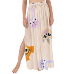 Funny Animal Faces With Glasses Cat Dog Hare Maxi Chiffon Tie-up Sarong by SychEva