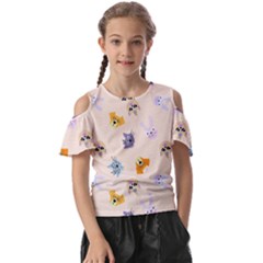 Funny Animal Faces With Glasses Cat Dog Hare Kids  Butterfly Cutout Tee by SychEva