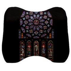 Chartres-cathedral-notre-dame-de-paris-amiens-cath-stained-glass Velour Head Support Cushion by Sudhe