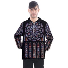 Chartres-cathedral-notre-dame-de-paris-amiens-cath-stained-glass Men s Half Zip Pullover by Sudhe
