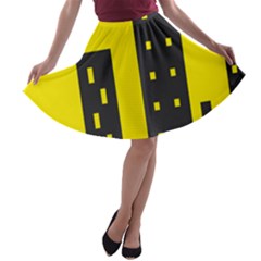 Skyline-city-building-sunset A-line Skater Skirt by Sudhe