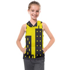 Skyline-city-building-sunset Kids  Sleeveless Hoodie by Sudhe