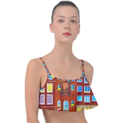 Town-buildings-old-brick-building Frill Bikini Top by Sudhe