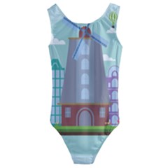 Amsterdam-landmark-landscape Kids  Cut-out Back One Piece Swimsuit by Sudhe