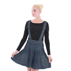 Blue Stripes On Dark Background Suspender Skater Skirt by SychEva