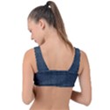 Blue Stripes On Dark Background Front Tie Bikini Top View2