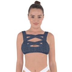 Blue Stripes On Dark Background Bandaged Up Bikini Top by SychEva