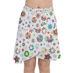 Flower Floral Pattern Chiffon Wrap Front Skirt by Sudhe