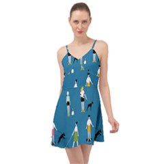 Girls Walk With Their Dogs Summer Time Chiffon Dress by SychEva