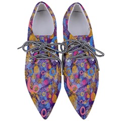Multicolored Splashes And Watercolor Circles On A Dark Background Pointed Oxford Shoes by SychEva