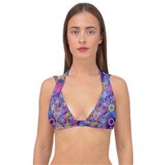 Multicolored Splashes And Watercolor Circles On A Dark Background Double Strap Halter Bikini Top by SychEva
