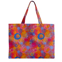 Multicolored Splashes And Watercolor Circles On A Dark Background Zipper Mini Tote Bag by SychEva