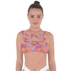 Multicolored Splashes And Watercolor Circles On A Dark Background Bandaged Up Bikini Top by SychEva