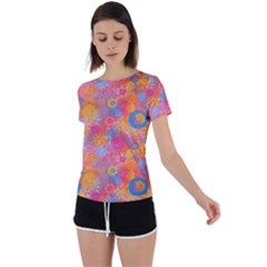 Multicolored Splashes And Watercolor Circles On A Dark Background Back Circle Cutout Sports Tee by SychEva