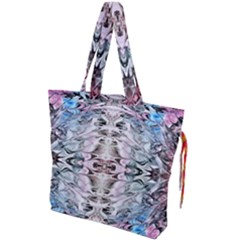 Abstract Waves Iii Drawstring Tote Bag by kaleidomarblingart