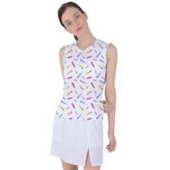 Multicolored Pencils And Erasers Women s Sleeveless Sports Top by SychEva