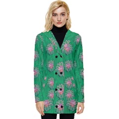 Lotus Bloom In The Blue Sea Of Peacefulness Button Up Hooded Coat  by pepitasart