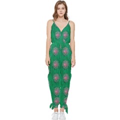 Lotus Bloom In The Blue Sea Of Peacefulness Sleeveless Tie Ankle Jumpsuit by pepitasart