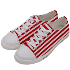 Red And White Stripes Pattern, Geometric Theme Women s Low Top Canvas Sneakers by Casemiro