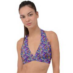 Multicolored Circles And Spots Halter Plunge Bikini Top by SychEva