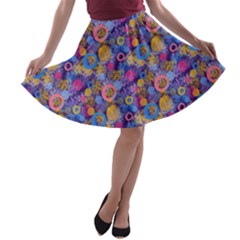 Multicolored Circles And Spots A-line Skater Skirt by SychEva