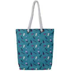 Manicure Supplies  Nail Polish Full Print Rope Handle Tote (small) by SychEva