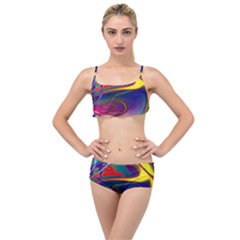 Colorful Rainbow Modern Paint Pattern 13 Layered Top Bikini Set by DinkovaArt