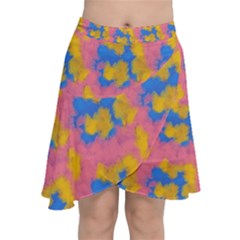 Abstract Painting Chiffon Wrap Front Skirt by SychEva