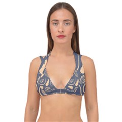 Folk Flowers Pattern  Double Strap Halter Bikini Top by Eskimos