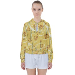 Folk Flowers Pattern  Women s Tie Up Sweat by Eskimos