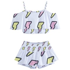 Pattern Cute Flash Design Kids  Off Shoulder Skirt Bikini by brightlightarts