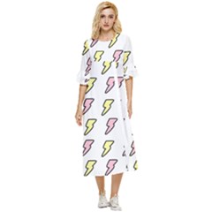 Pattern Cute Flash Design Double Cuff Midi Dress by brightlightarts