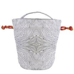 Mono Repeats Drawstring Bucket Bag by kaleidomarblingart