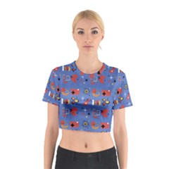 Blue 50s Cotton Crop Top by NerdySparkleGoth
