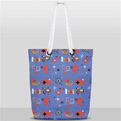 Blue 50s Full Print Rope Handle Tote (small) by NerdySparkleGoth