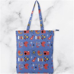 Blue 50s Double Zip Up Tote Bag by NerdySparkleGoth