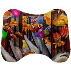 Outside The Window-swimming With Fishes Head Support Cushion by impacteesstreetwearcollage