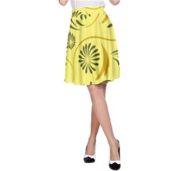 Folk Flowers Pattern  A-line Skirt by Eskimos