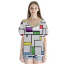 Colorful Rectangles V-Neck Flutter Sleeve Top View1