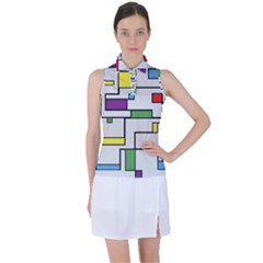Colorful Rectangles Women s Sleeveless Polo Tee by LalyLauraFLM