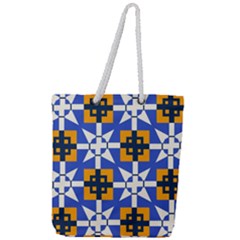 Shapes On A Blue Background                                                       Full Print Rope Handle Tote (large) by LalyLauraFLM