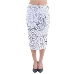 Mono Swirls Velvet Midi Pencil Skirt by kaleidomarblingart