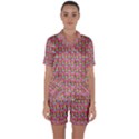 Girl Pink Satin Short Sleeve Pajamas Set View1