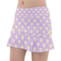 Yellow Hearts On A Light Purple Background Classic Tennis Skirt by SychEva