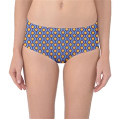 Yellow Circles On A Purple Background Mid-waist Bikini Bottoms by SychEva