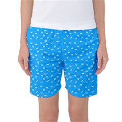 Halloween White Bars At Sky Blue Color Women s Basketball Shorts by Casemiro