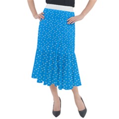 Halloween White Bars At Sky Blue Color Midi Mermaid Skirt by Casemiro