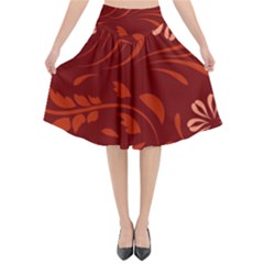 Folk Flowers Pattern Floral Surface Design Seamless Pattern Flared Midi Skirt by Eskimos