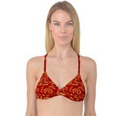Folk Flowers Pattern Floral Surface Design Seamless Pattern Reversible Tri Bikini Top by Eskimos